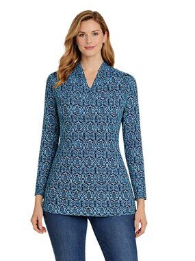 Talbots Faux Wrap Top Size XL Long Sleeve Pullover *